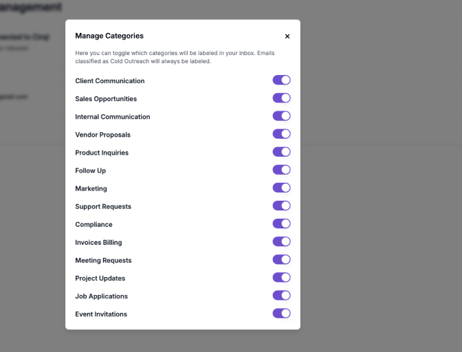 Email Categorization Dashboard